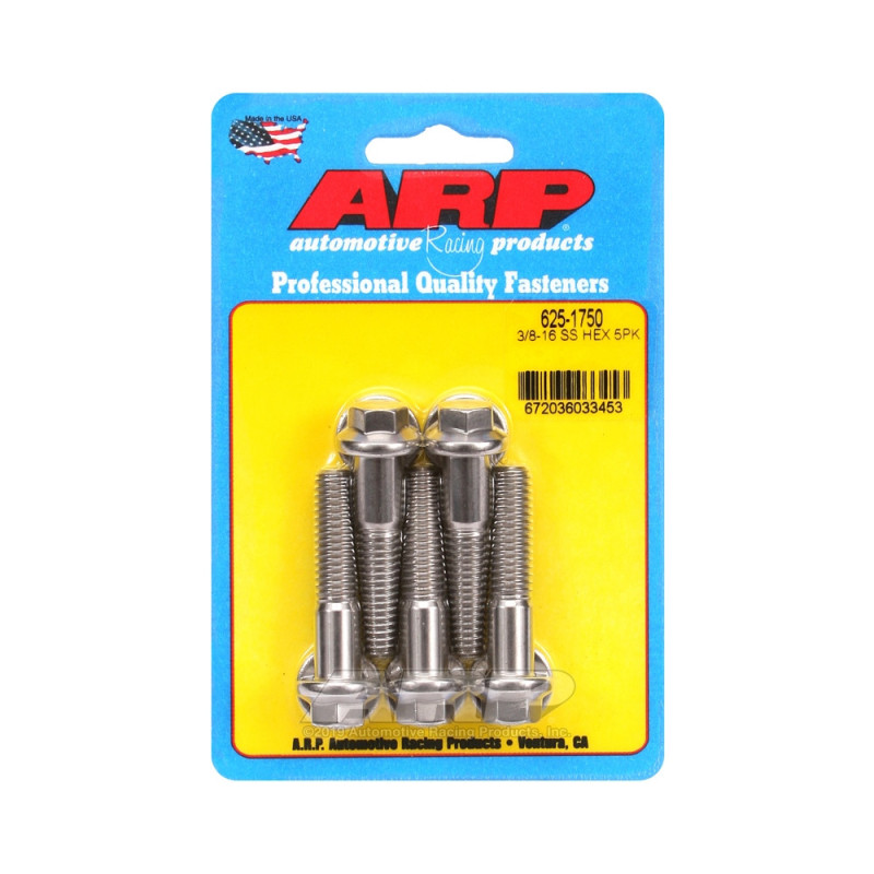 Șuruburi și piulițe universale ARP cu cap STD 3/8-16 – Oțel inoxidabil, cap hexagonal, x5 - ARP-625-1750 - 625-1750 - 3666618192581